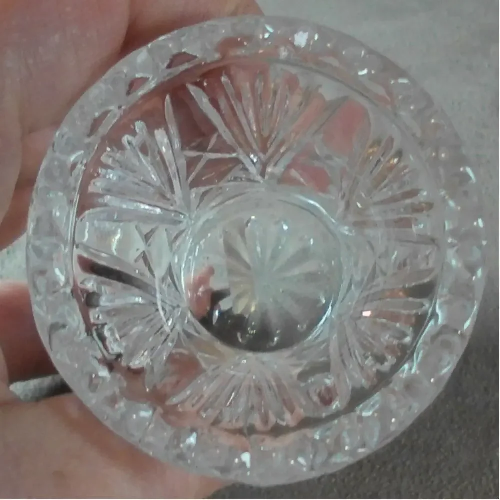 Eternal 24% Lead Crystal Toothpick Holder Sawtooth Rim Taiwan Vintage Glass